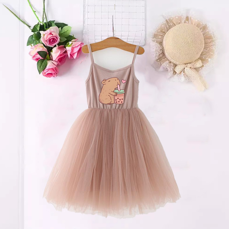 Summer Clothing Baby Girl - Capybara Girls Dresses Anime Printed Cute