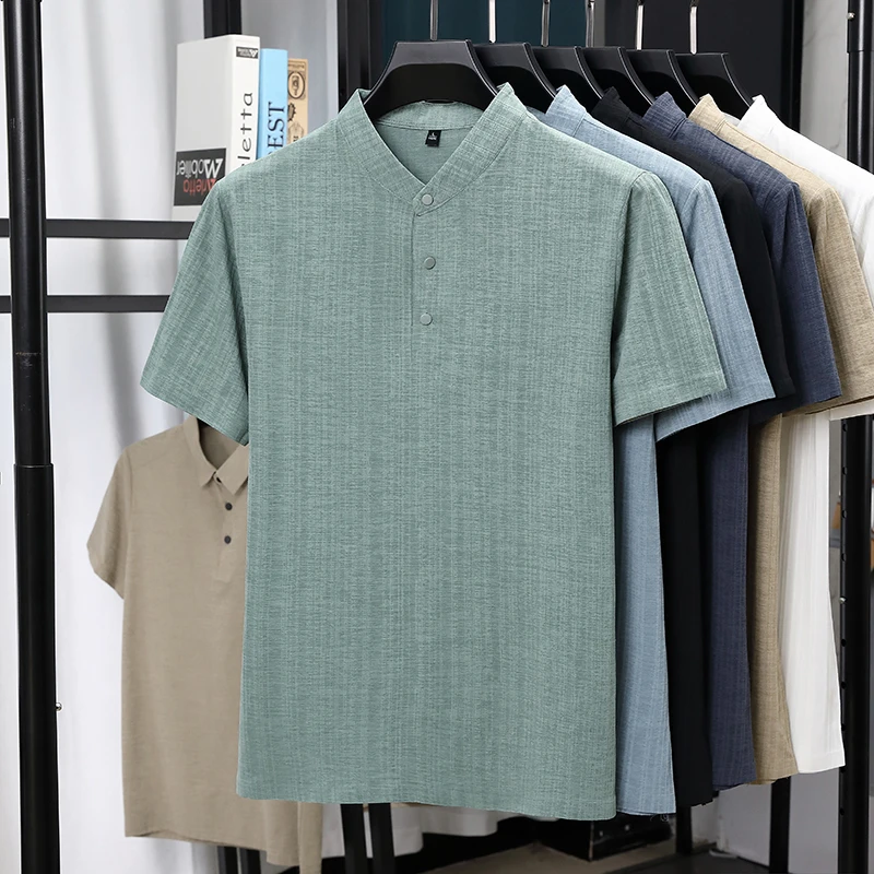 Mens Mandarin Collar Half Plac - đánh giá và giá Summer Clothing Guys