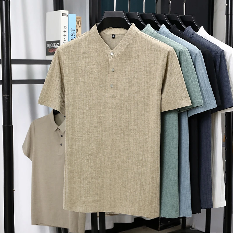 Mens Mandarin Collar Half Plac - đánh giá và giá Summer Clothing Guys
