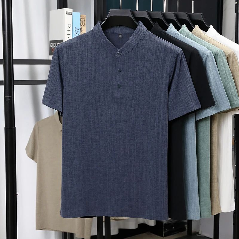 Mens Mandarin Collar Half Plac - đánh giá và giá Summer Clothing Guys