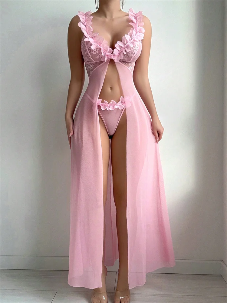 Pink Floral Lace See Through N - đánh giá và giá Summer Clothing On Sale