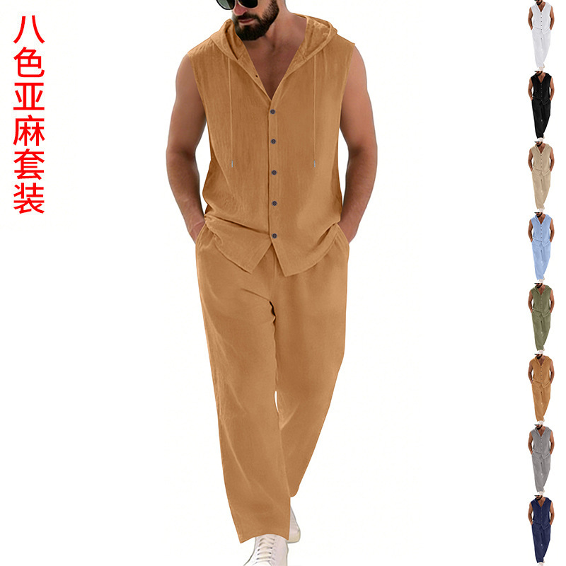 Men's Casual Linen Suit Hooded - đánh giá và giá Summer Clothing