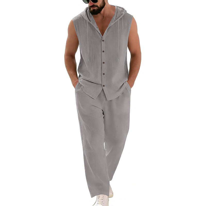 Men's Casual Linen Suit Hooded - đánh giá và giá Summer Clothing