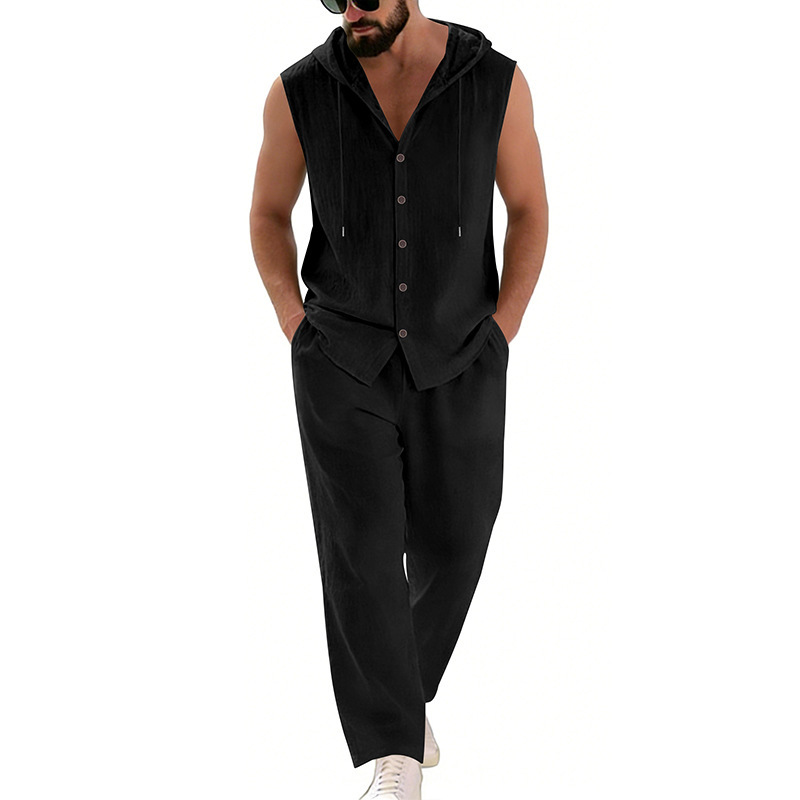 Men's Casual Linen Suit Hooded - đánh giá và giá Summer Clothing